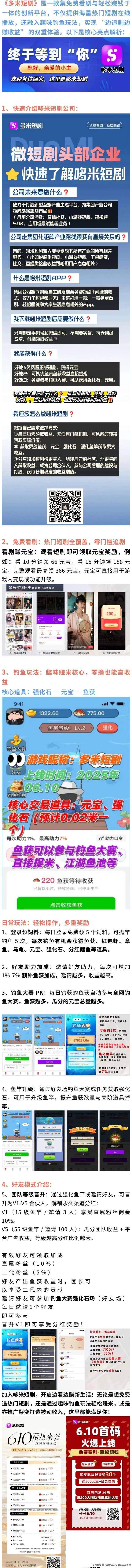 多米短剧新上线！扶持机制直2间1，快速起号赢分荭！