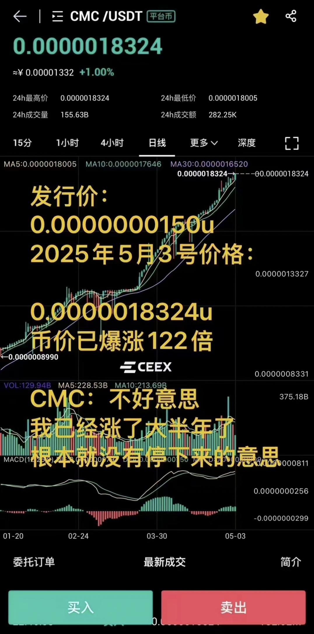 零撸平台币，每天上涨，已涨一百倍，随时交易，错过后悔一辈子