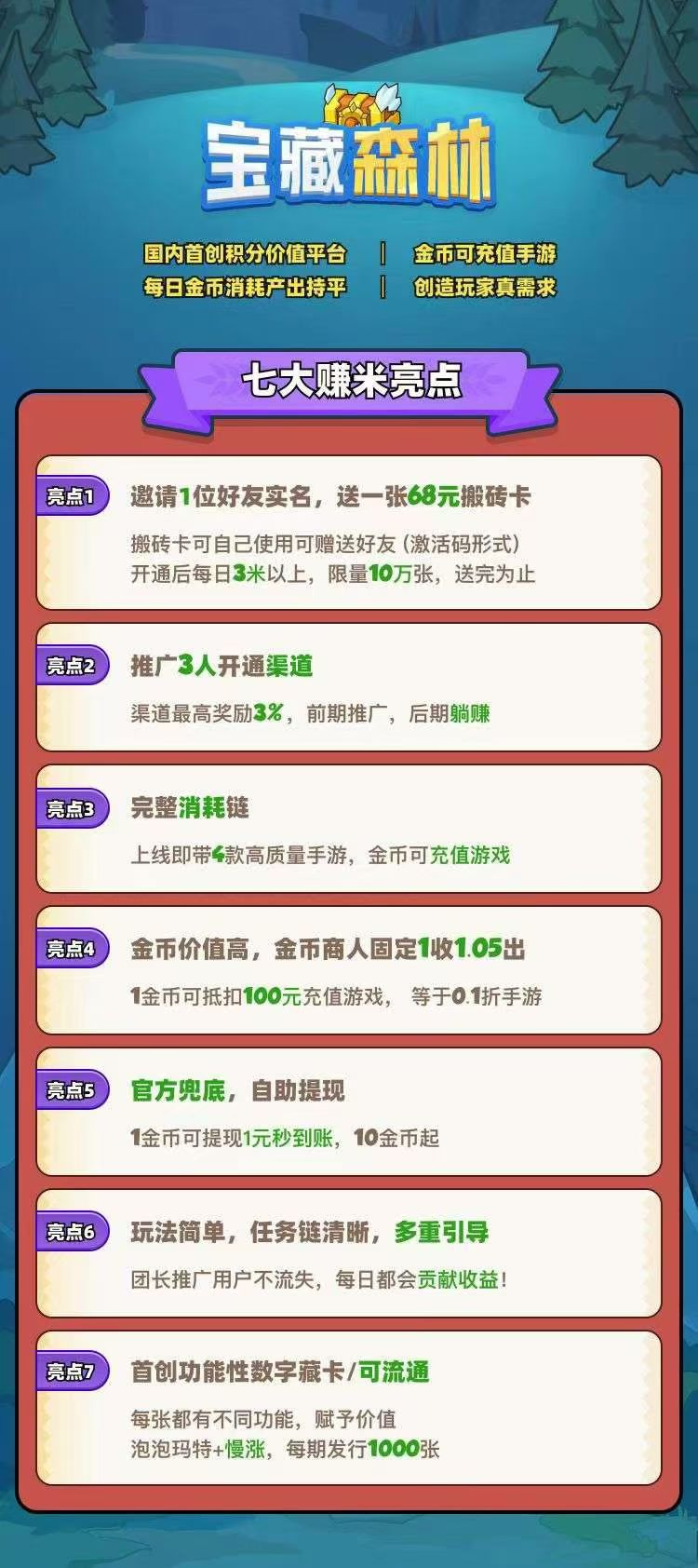 首码森林，免费送68搬砖卡，每日收益最低3米-88米，限量10万张