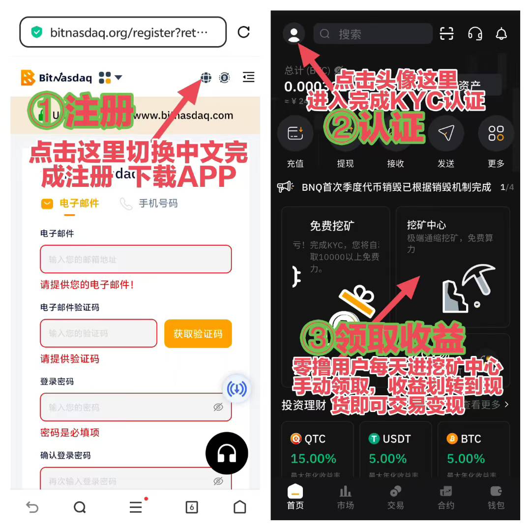 零撸BNQ，每天稳步上涨，随时交易提现