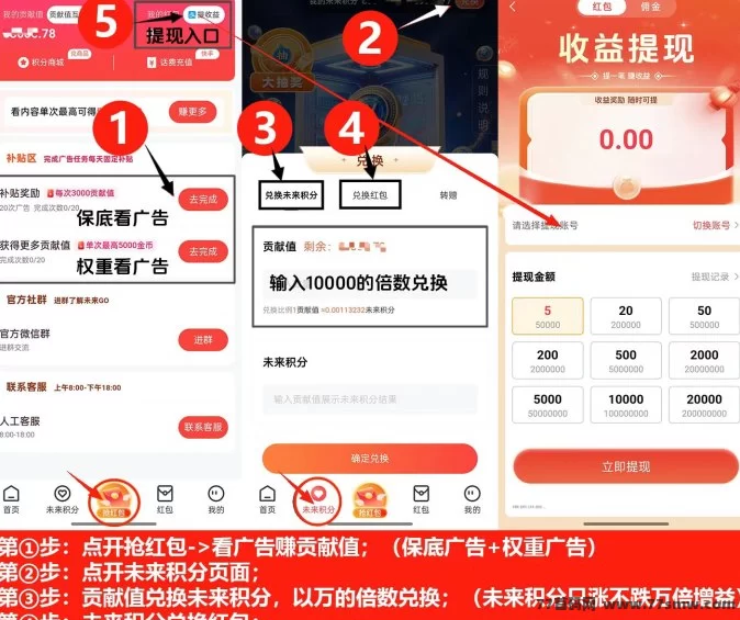 未来GO平台详解：看广告赚积分0撸起步，贡献值兑换未来积分，三三裂变助力月入过万的全新机会！