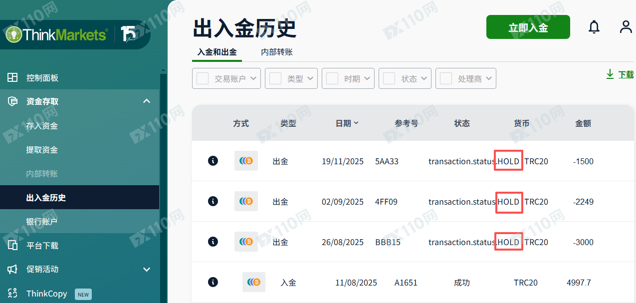 ThinkMarkets无故拒绝出金,本金也不给 ThinkMarkets无故拒绝出金,本金也不给